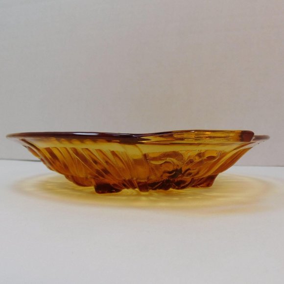 Indiana Glass Amber Killarney Divided 2 part Tab Handle Relish Dish Bowl - Picture 3 of 8